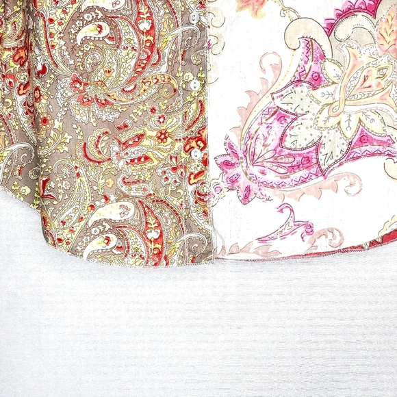 Cino designer button front, long sleeve top. Medium, Multi colored. - Picture 13 of 16